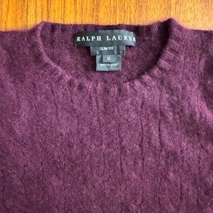 Ralph Lauren plum cashmere cableknit sweater